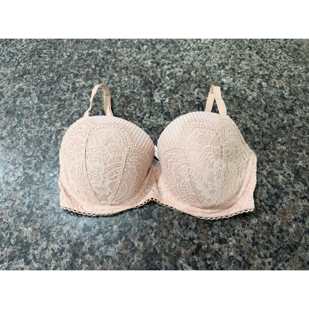 Victorias Secret Dream Angels Lined Demi Bra Peach Lace 32DDD
